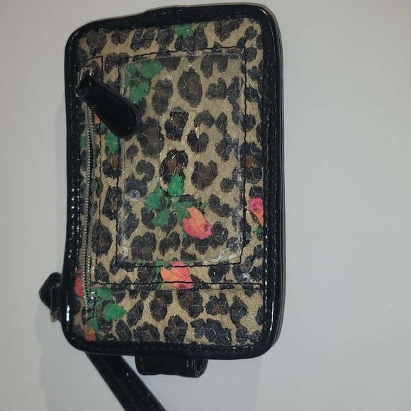 Betsey Johnson Floral Leopard Wristlet ID Holder GUC - Picture 3 of 4